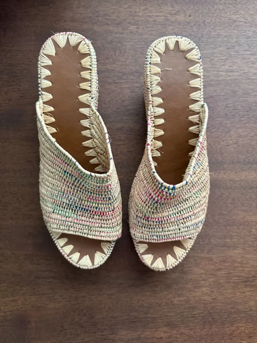 Handmade Moroccan Raffia Slide Sandals | Multicolor | EU 40, US 9